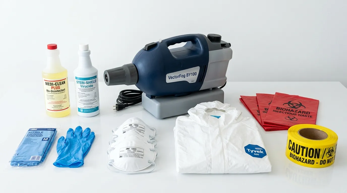 Professional biohazard remediation crew working in Clayton